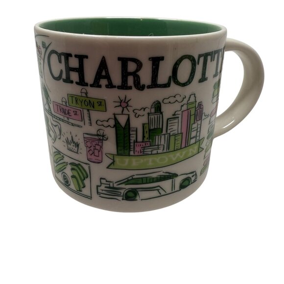Starbucks Been There Series Charlotte Uptown Mug 14 Fl Oz Ceramic White & Green - Picture 1 of 6